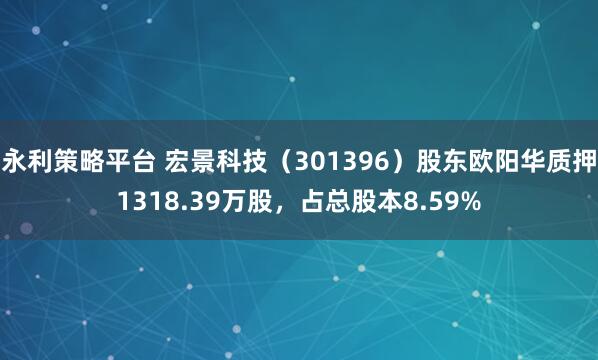 永利策略平台 宏景科技（301396）股东欧阳华质押1318.39万股，占总股本8.59%